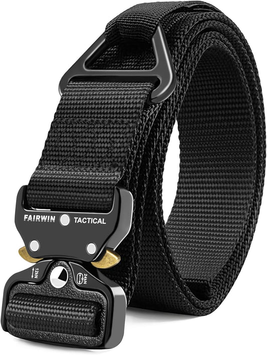 HOTFAIRWIN Men's Tactical Belt, Rigger Belt, Utility Nylon Web Waist Work Belt for Men with V-ring Quick-Release Buckle