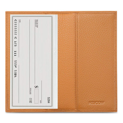 HOTHISCOW Slim Leather Checkbook Cover for Personal Checks | Full grain cowhide, transaction register & check book pockets, removable duplicate divider, durable stitching, gifts for men