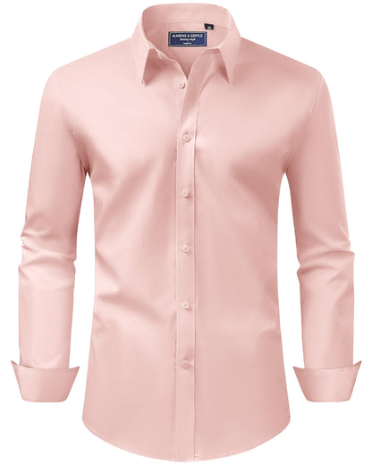 HOTAlimens & Gentle Men's Dress Shirt Regular Fit Stretch Stain Shield Long Sleeve Solid Business Wedding Button Down Shirts