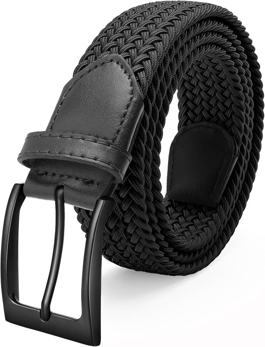 HOTFAIRWIN Men's Golf Belt, Stretch Braided Elastic Woven Casual Jeans Belts 1 3/8" Nylon Web Work Belts for Men