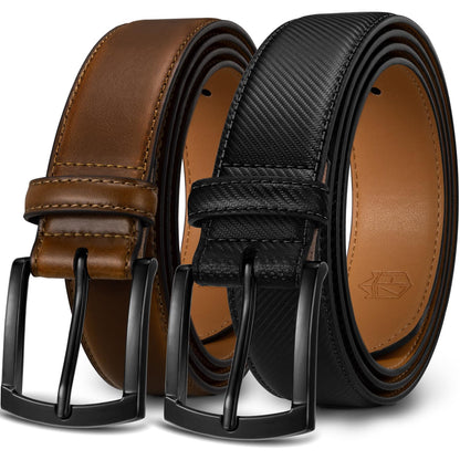 HOTZitahli Mens Belt 2 Pack - Men Leather Belt Design for Work Business and Casual Golf Jeans-Everyday Wear,Gifts for Men