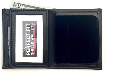 HOTPerfect Fit Shield Wallets Jail Police Law Enforcement 7 Point Star | California DOC Corrections style Bi-Fold hidden badge wallet Fits for Blackinton B2001 (Cutout PF215)