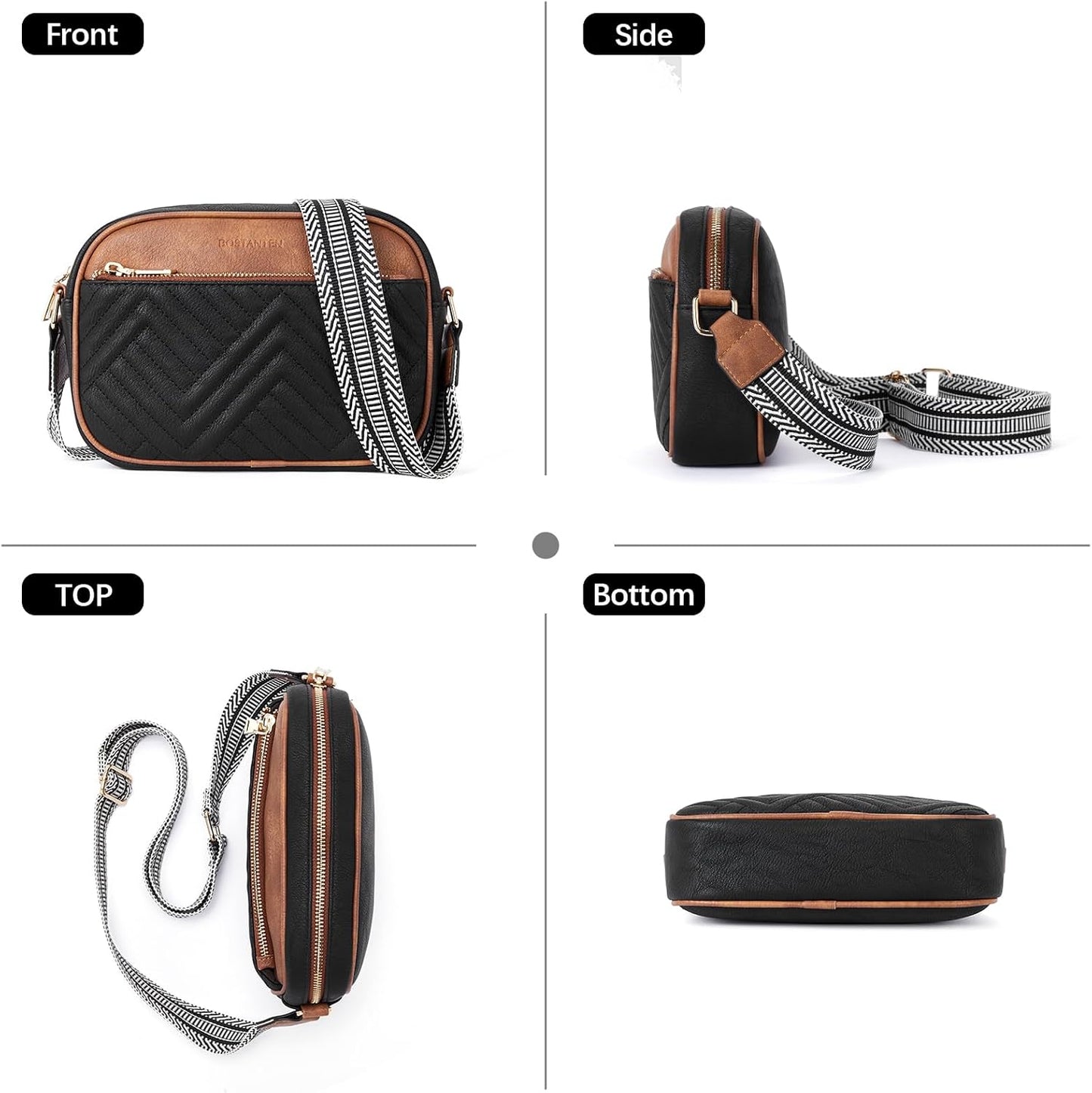 HOTBOSTANTEN Quilted Crossbody Bags for Women ＆ Small Wallet for Women Leather RFID Blocking Card Holder