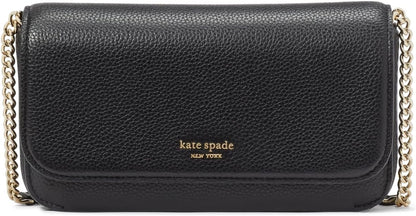 HOTkate spade new york Ava Pebbled Leather Flap Chain Wallet, Black