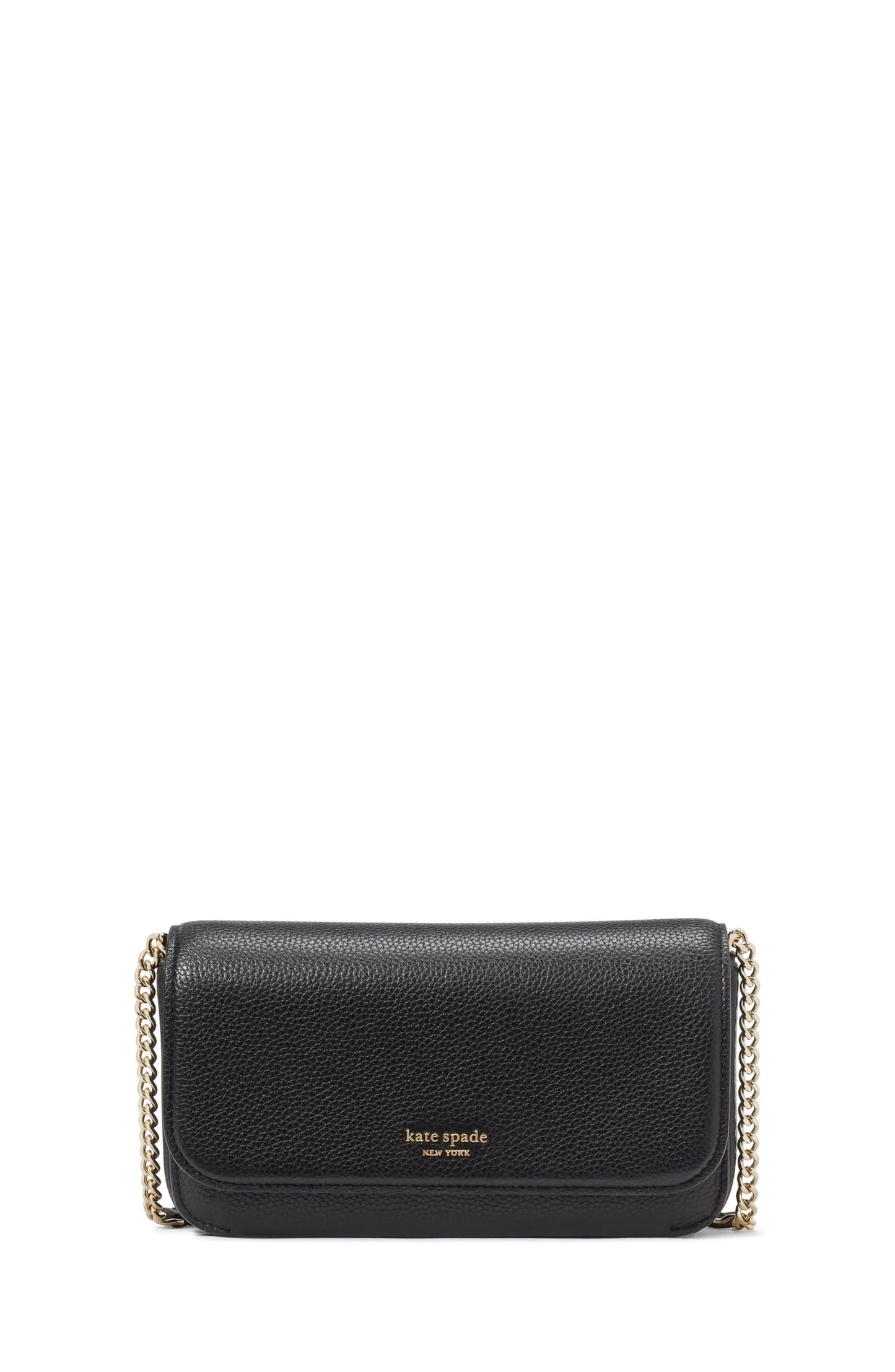 HOTkate spade new york Ava Pebbled Leather Flap Chain Wallet, Black