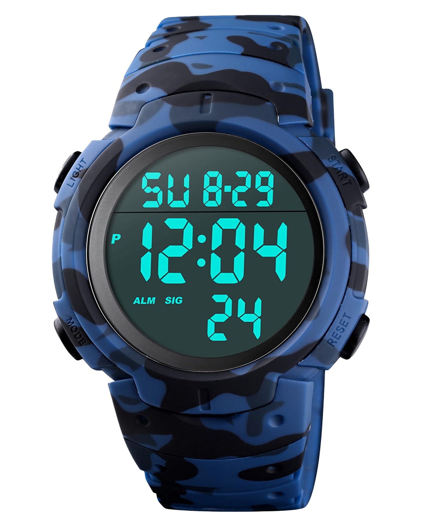 HOTCakCity Men's Digital Sports Watch,50M Water Resistant,50mm Large Face,Stopwatch,Alarm,EL Backlight,Black,Ideal for Sport,Referee,Outdoor Work,Running Training & Daily Wear
