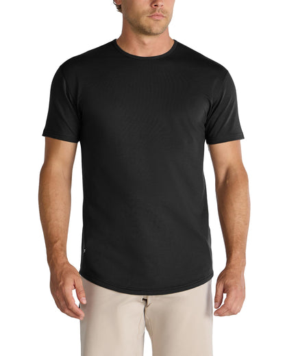 HOTBYLT Mens Drop-Cut Men's T Shirt, Slim Fit Plain Tshirts for Men, Drop Cut Basic Crewneck Tee, Wrinkle Resistant, Stretch Fit