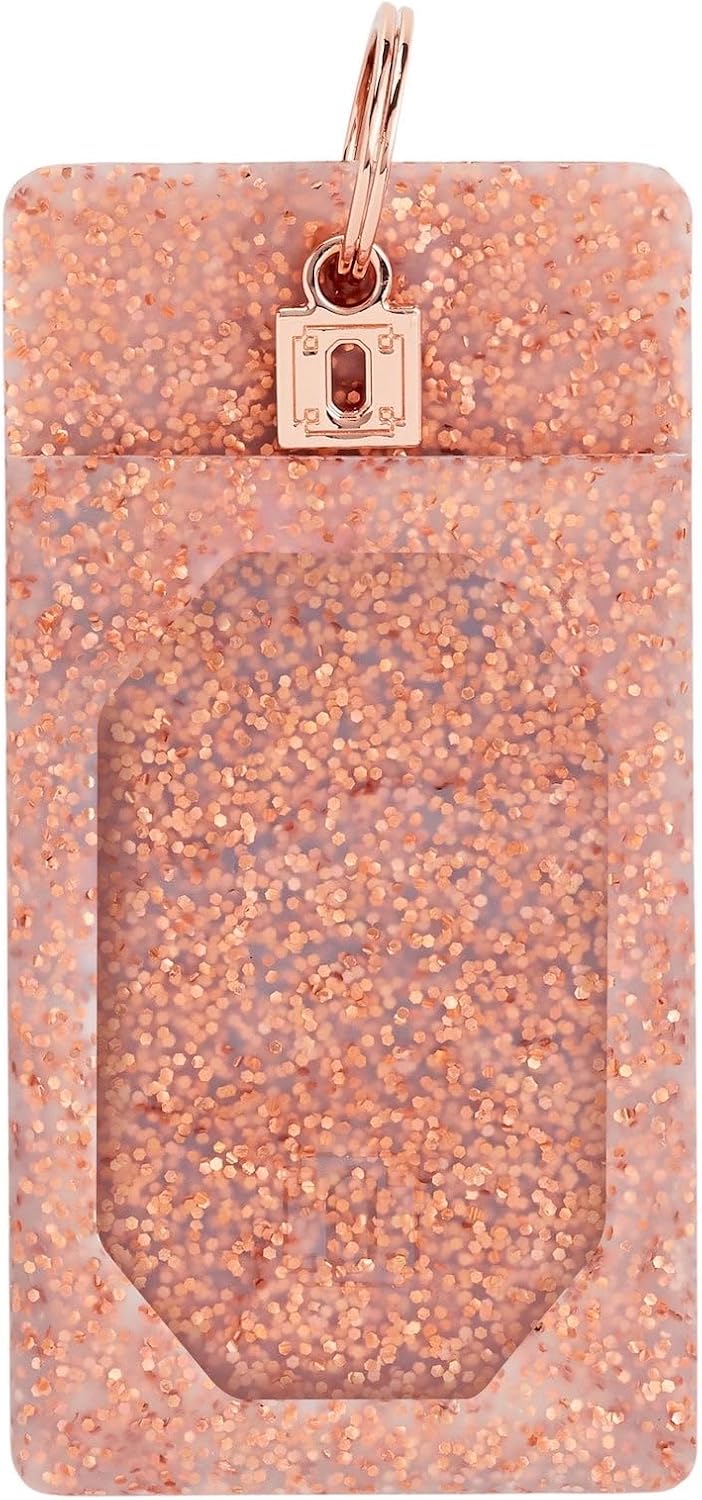 HOTOventure Rose Gold Glitter Silicone ID Case – Badge Holder for Lanyard, Key Ring & Cards – Glitter ID Case for Teachers, Nurses, Students, Professionals
