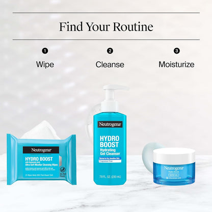 HOTNeutrogena Hydro Boost Cleansing Wipes Makeup Remover for Face Micellar Gently Removes Oil, Dirt, and Waterproof Makeup Daily with Hydrating Hyaluronic Acid, 25 ct