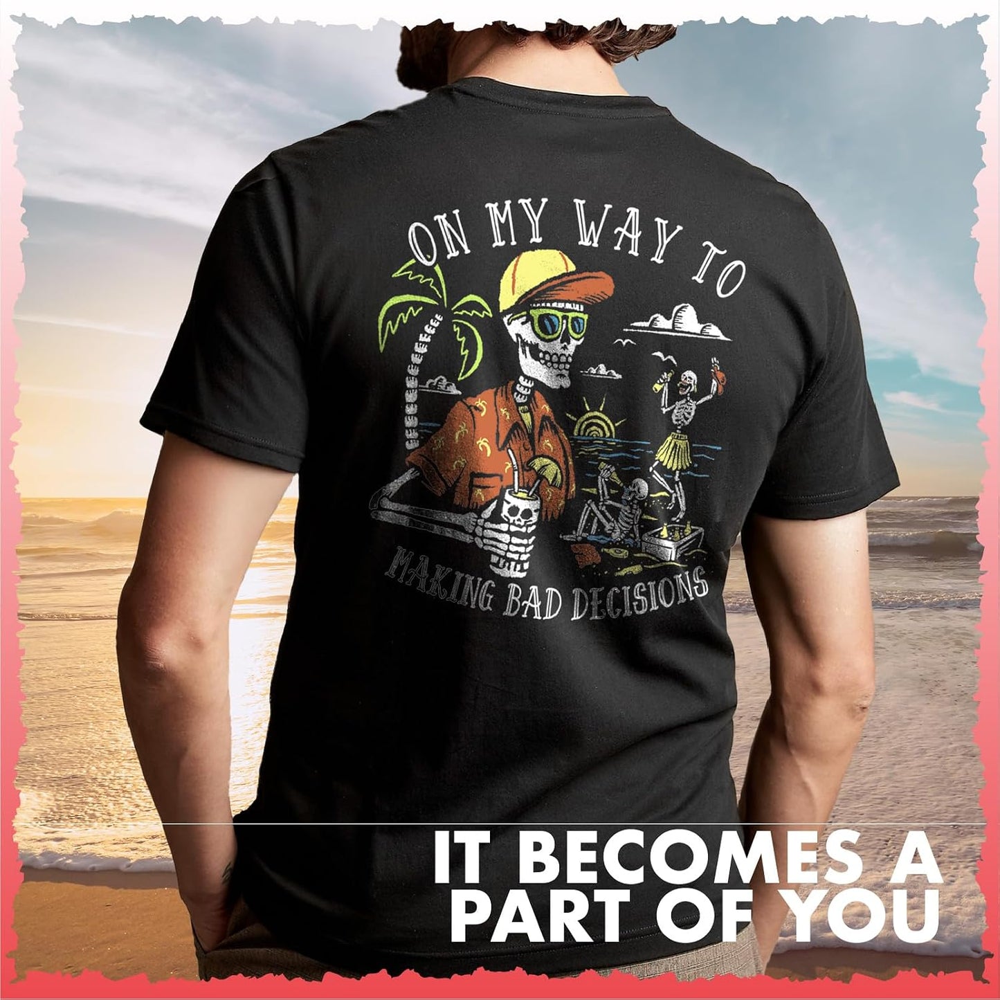 HOTSalty Bones On My Way to Making Bad Decisions T-Shirt, 100% Ringspun Cotton, Classic Fit,Printed in USA