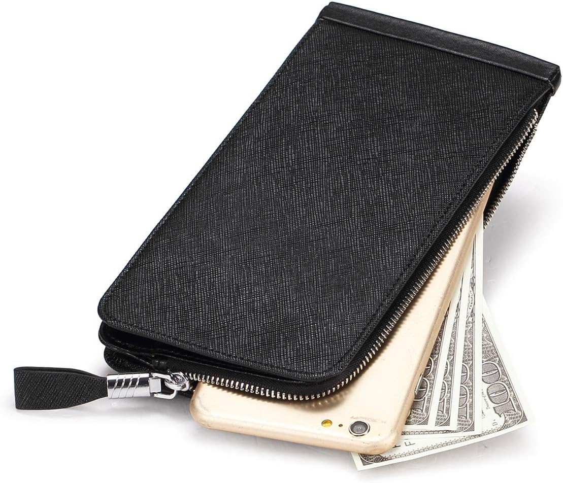 HOTWomen's Genuine Leather Credit Card Holder RFID Long Zipper Purse Wallet