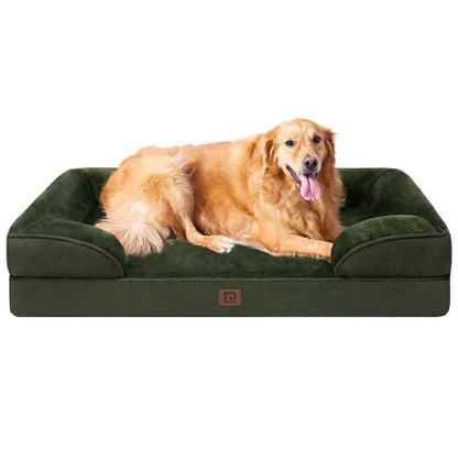 HOTEHEYCIGA Orthopedic Dog Beds for Extra Large Dogs 44x32Inch, Polyurethane Foam XL Pet Bed with Sides, Non-Slip and Egg-Crate Foam Big Dog Couch Bed with Washable Removable Cover, Grey