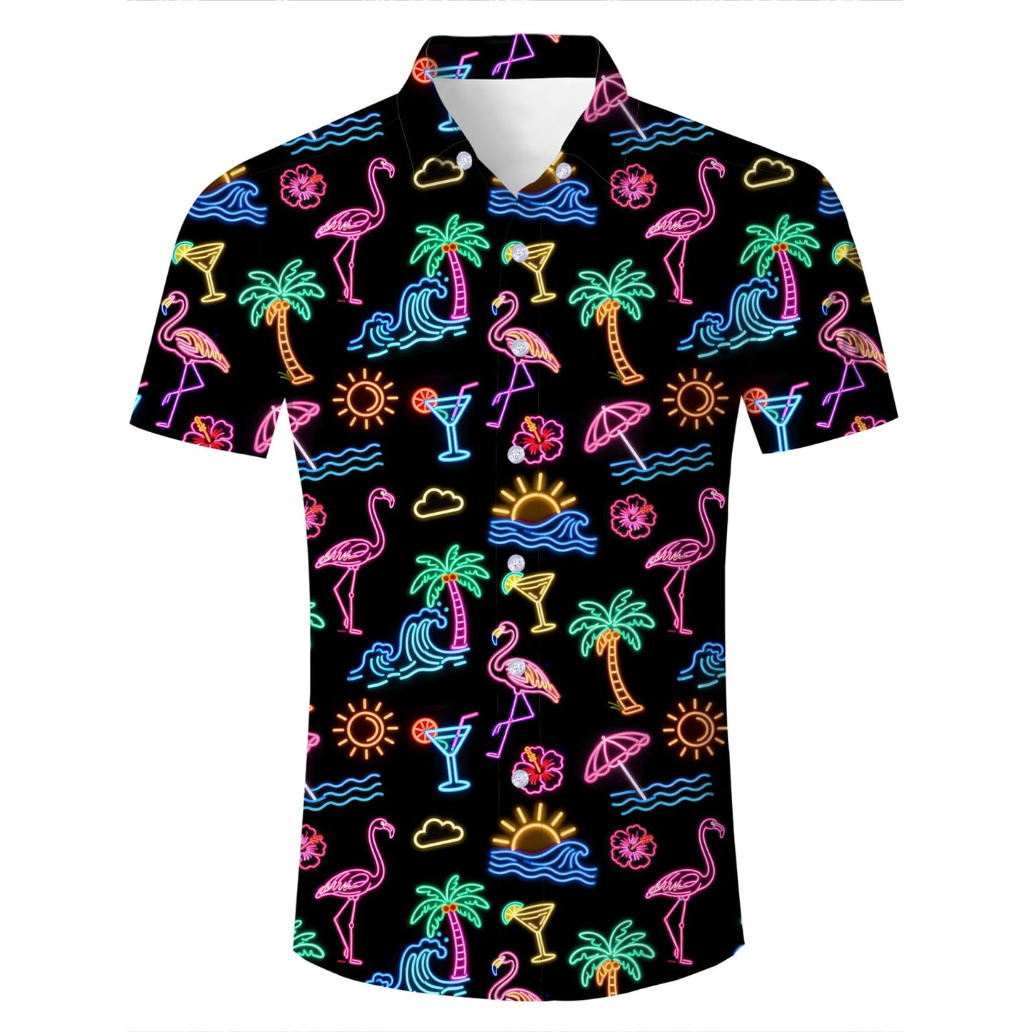 HOTFanient Mens Hawaiian Shirt Summer 3D Print Casual Short Sleeve Button Down Graphic Aloha Dress Shirts