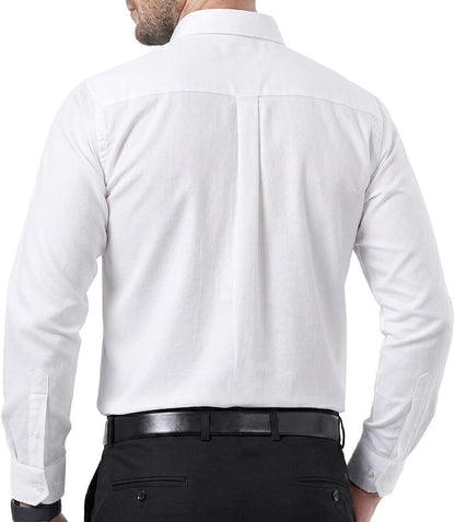 HOTCotton King Mens 100% Cotton Oxford Shirt Long Sleeve Dress Shirts for Men Button Down Work Casual Shirt with Pocket