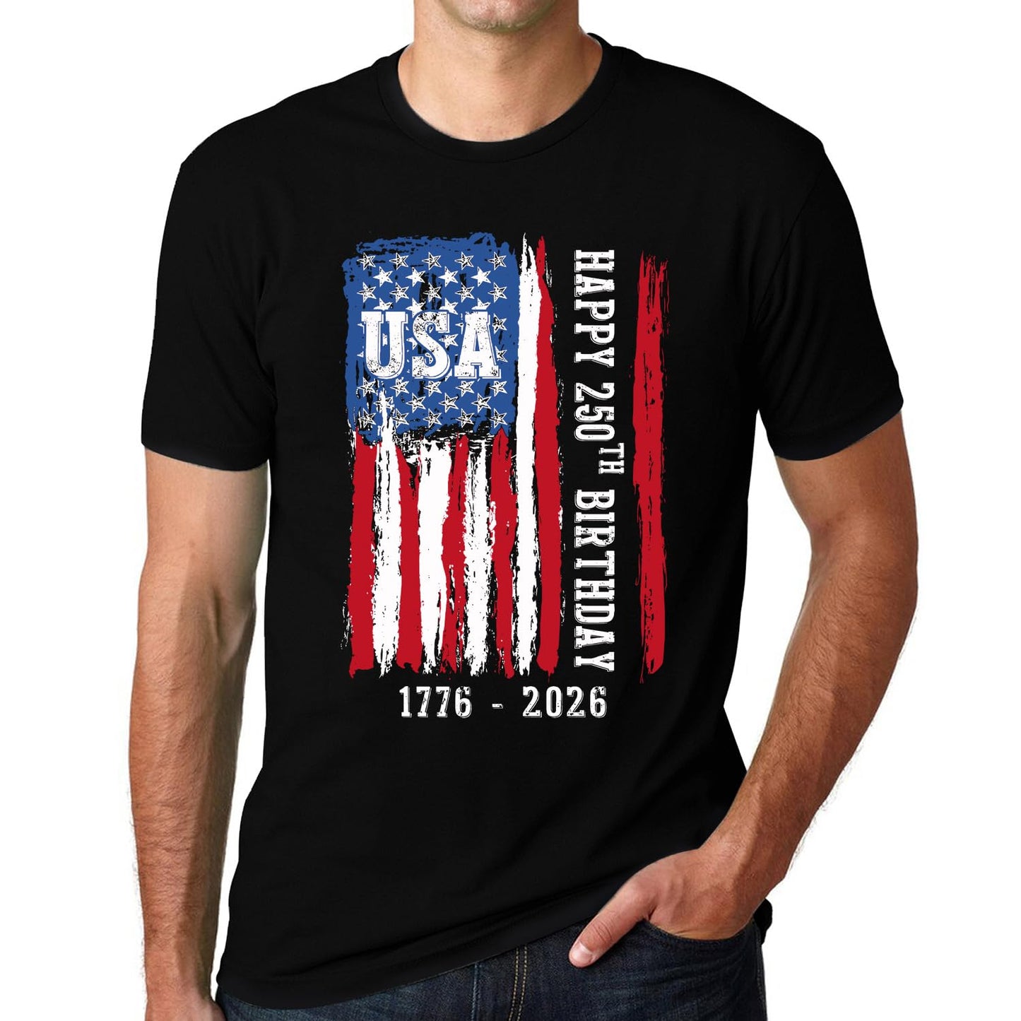HOTSUWATOIN USA 4th of July Shirts for Men American Flag Short Sleeve Patriotic Independence Day Tee Top