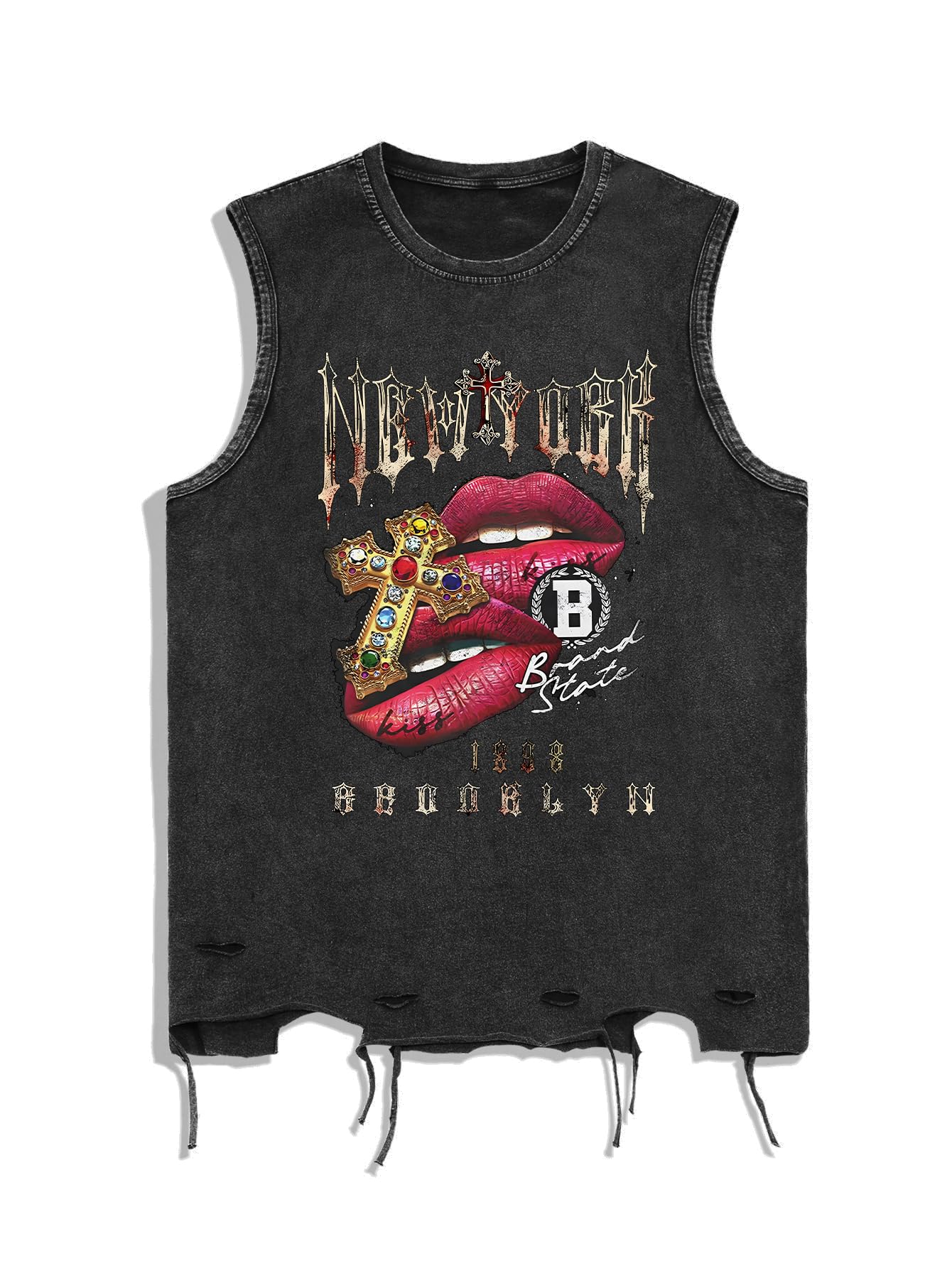 HOTVerdusa Men's Graphic Tees Y2k Grunge Hippie Tee Distressed Summer Shirt Sreetwear Sleeveless Tank Top