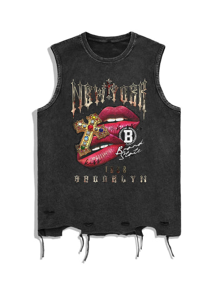 HOTVerdusa Men's Graphic Tees Y2k Grunge Hippie Tee Distressed Summer Shirt Sreetwear Sleeveless Tank Top
