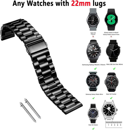 HOTNelumbo Quick Release Metal Chain Watch Bands,22MM Solid Stainless Steel Business Bracelet Strap for Samsung Gear S3/Galaxy Watch 46mm(2019)/Galaxy Watch 3 45mm