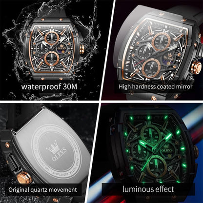 HOTOLEVS Men Watches Business Dress Chronograph Big Square Quartz Analog Male Watch Silicone Strap Waterproof Date Gift Mens Wrsit Watch Silver