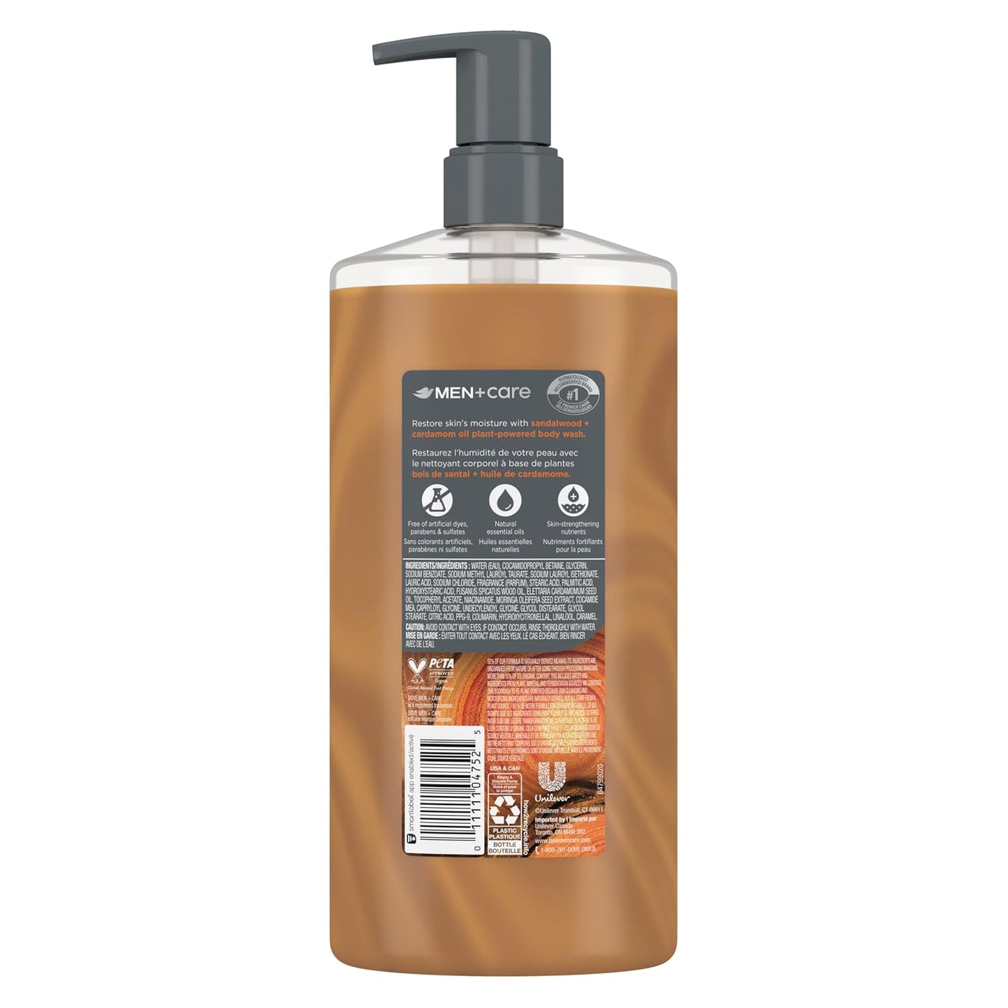 HOTDOVE MEN Moisturizing Body Wash for Men, Sandalwood + Cardamom Oil, 26oz