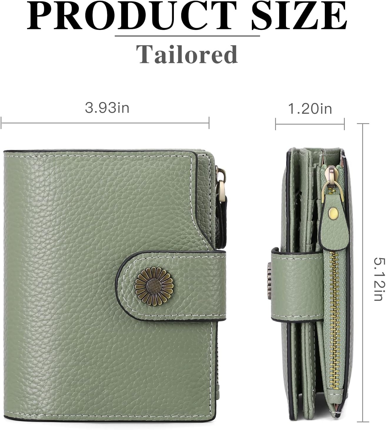 HOTFalan Mule Women's Lightweight Genuine Leather Wallet, Includes Card Holders, RFID-Blocking, Lightweight, Photo & ID Holder, Green