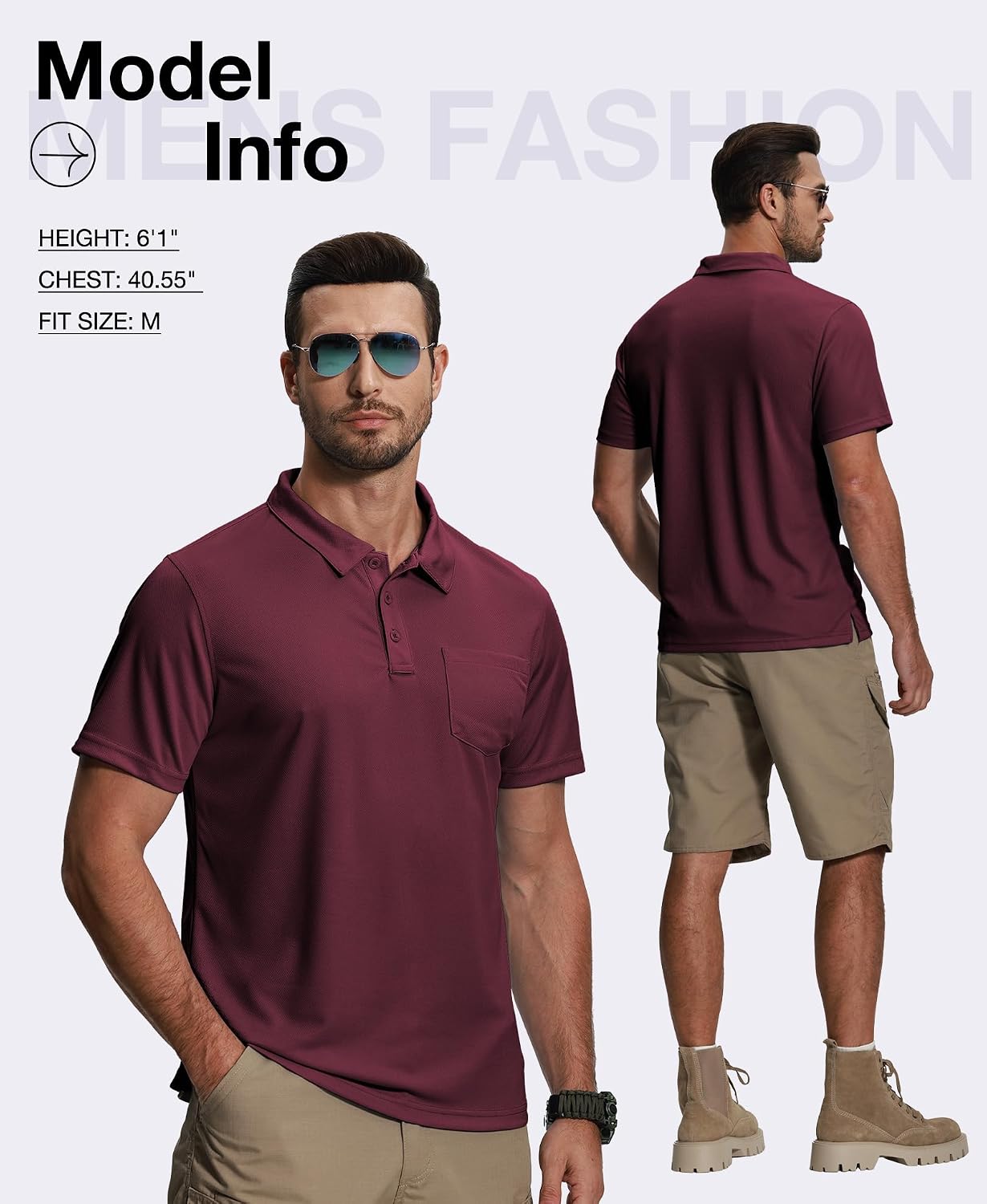 HOTZITY 5 Pack Polo Shirts for Men with Pocket Dry Quickly Short Sleeve Athletic Outdoor Work Collared Shirts