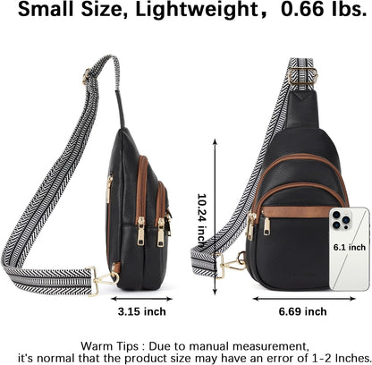 HOTBOSTANTEN Sling Bag for Women Leather Crossbody Bags Fanny Pack Chest Bag for Travel