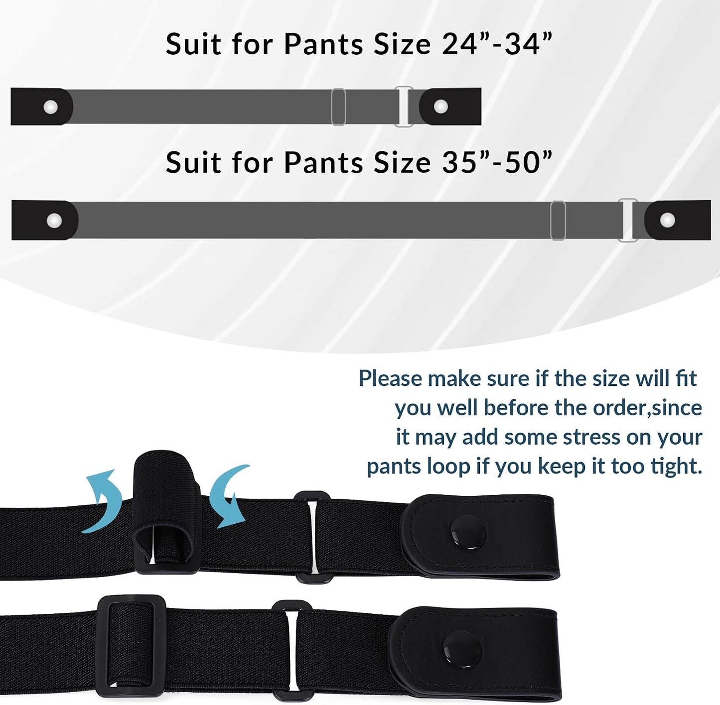 HOTWERFORU 3 Pack 4 Pack No Buckle Invisible Stretch Belt Buckle-Free Elastic Belt for Women and Men