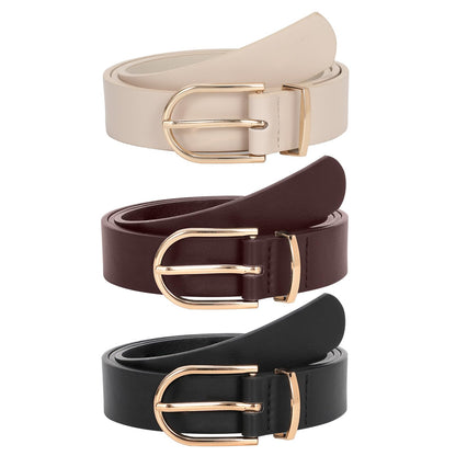 HOTJASGOOD Women’s Leather Belts for Jeans Pants Fashion Ladies Belt with Gold Buckle