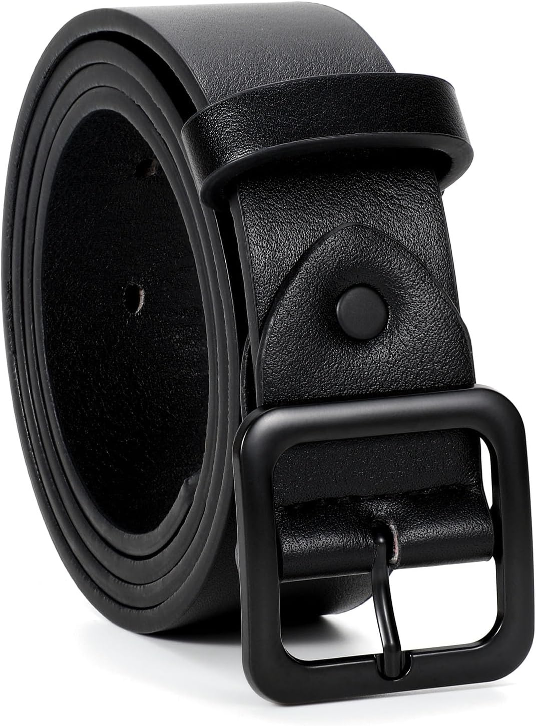 HOTXZQTIVE Women’s Leather Belts for Jeans Pants Dresses Fashion Ladies Black Belt with Square Buckle