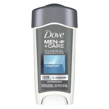 HOTDOVE MEN + CARE Clinical Protection Antiperspirant Clean Comfort Stick for Men 96-Hour Sweat and Odor Protection Clinical Strength Antiperspirant with 1/4 Moisturizing Cream 1.7 oz