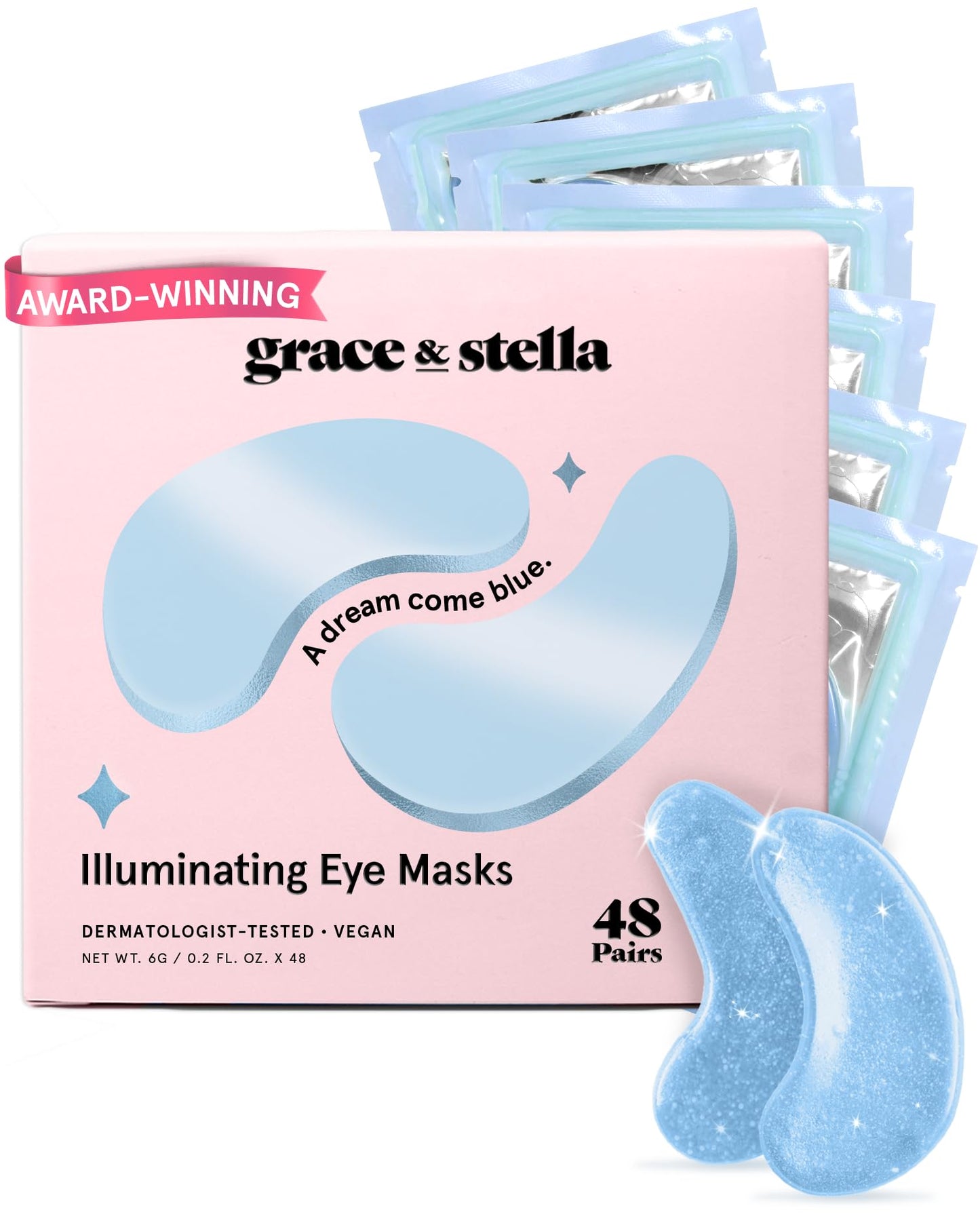 HOTgrace & stella Award Winning Under Eye Mask - Birthday Gifts for Women - Gel Eye Patches for Dark Circles, Puffy Eyes, Undereye Bags - Gifts for Mom - Vegan Self Care (24 Pairs, Gold)