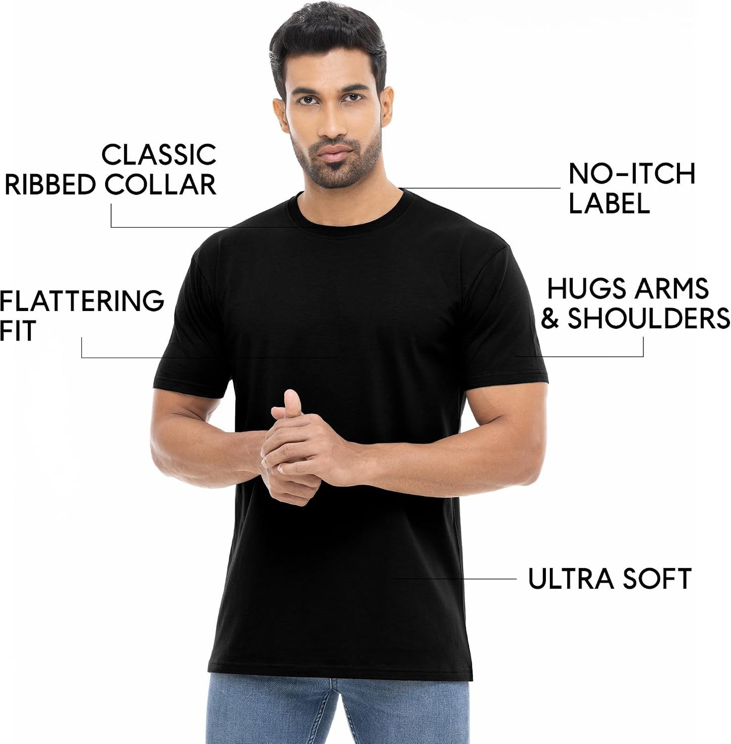 HOTMens T-Shirts Multipack 100% Cotton Crew Neck Shirt Short Sleeve Regular Shirts for Man Plain Men's Tee Gifts Packs