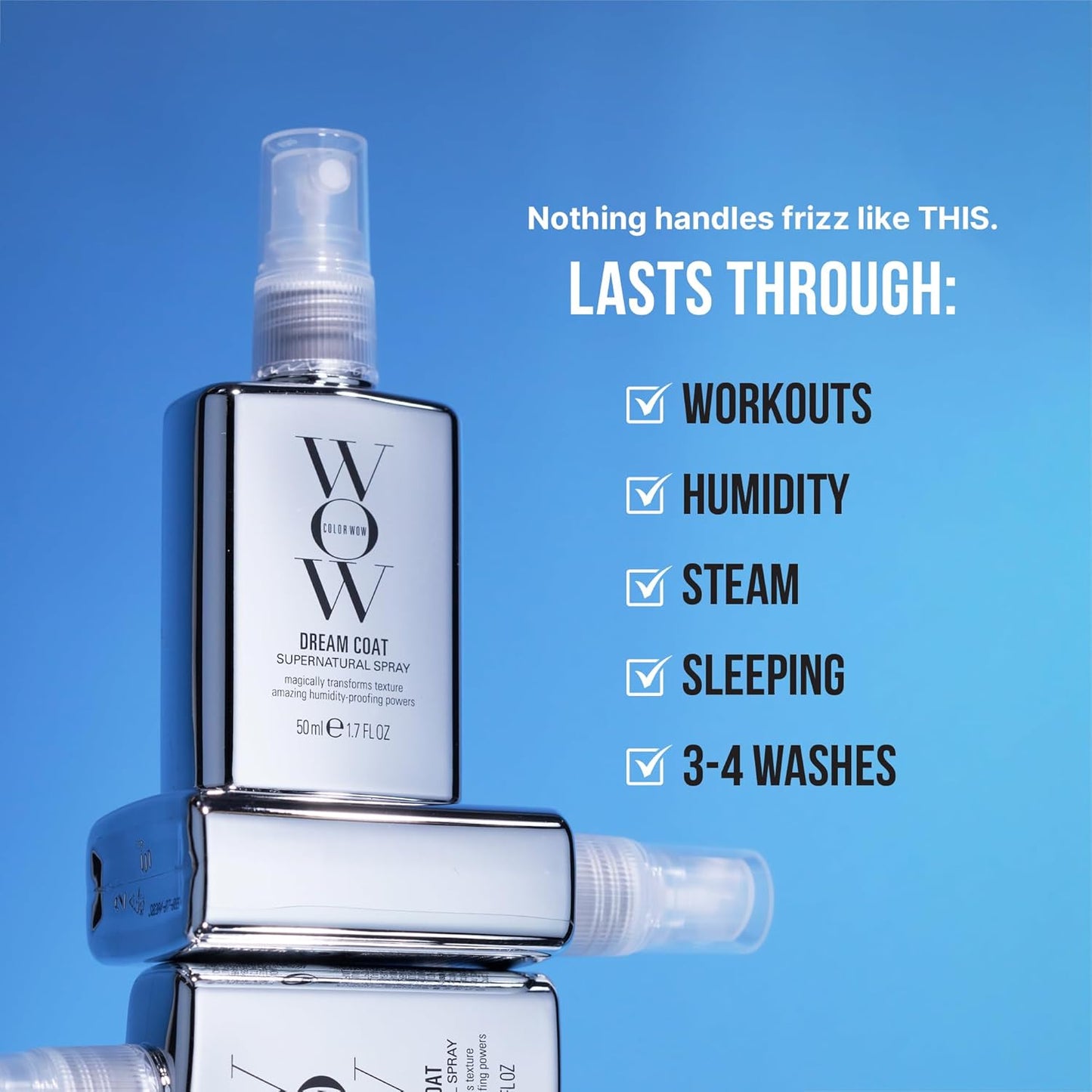HOTCOLOR WOW Dream Coat Supernatural Spray, Anti-Humidity Frizz Control and Heat Protectant for Glassy, Shiny Hair