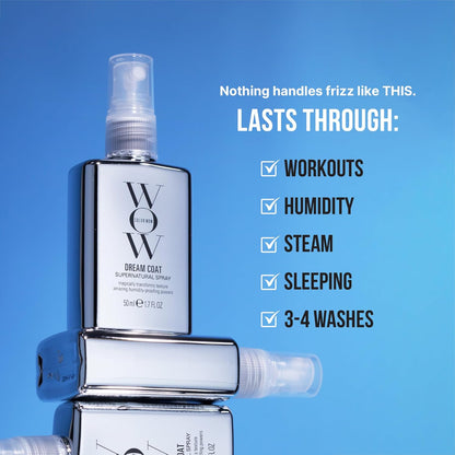 HOTCOLOR WOW Dream Coat Supernatural Spray, Anti-Humidity Frizz Control and Heat Protectant for Glassy, Shiny Hair