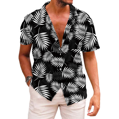 HOTKYKU Funky Hawaiian Shirt for Men Palm Beach Shirts Tropical Vacation Clothes