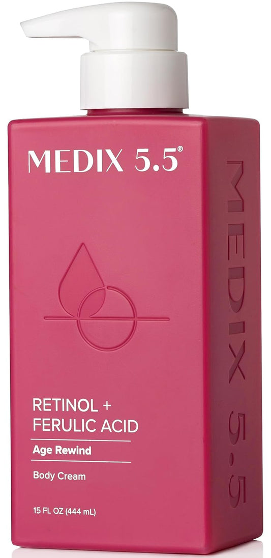 HOTMedix 5.5 Retinol Body Lotion Firming Moisturizer | Crepey Skincare Treatment | Retinol Body Cream | Anti Aging Firming Cream For Women Targets Look Of Crepe Skin, Wrinkles, & Sagging Skin, 15 Fl Oz