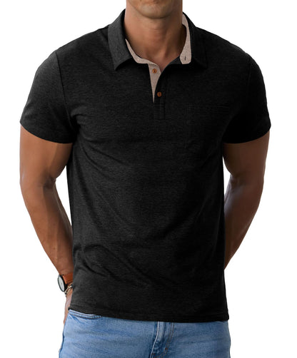 HOTSailwind Men's Cotton Polo Shirts Short Sleeve Casual Summer Shirts Classic Collared Golf Shirt with Pocket