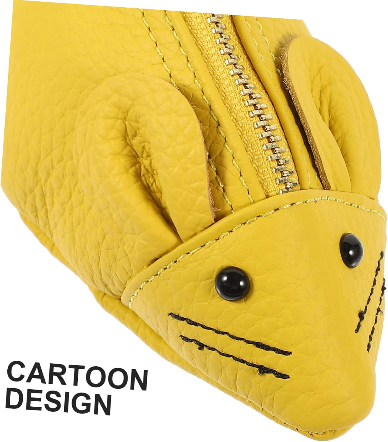 HOTVANZACK Adorable Cartoon Coin Storage Pouch Soft Pu Change Bag for Coins Bills and Essentials for Beach Party Shopping and More Lemon Yellow Design