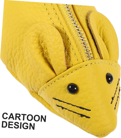 HOTVANZACK Adorable Cartoon Coin Storage Pouch Soft Pu Change Bag for Coins Bills and Essentials for Beach Party Shopping and More Lemon Yellow Design