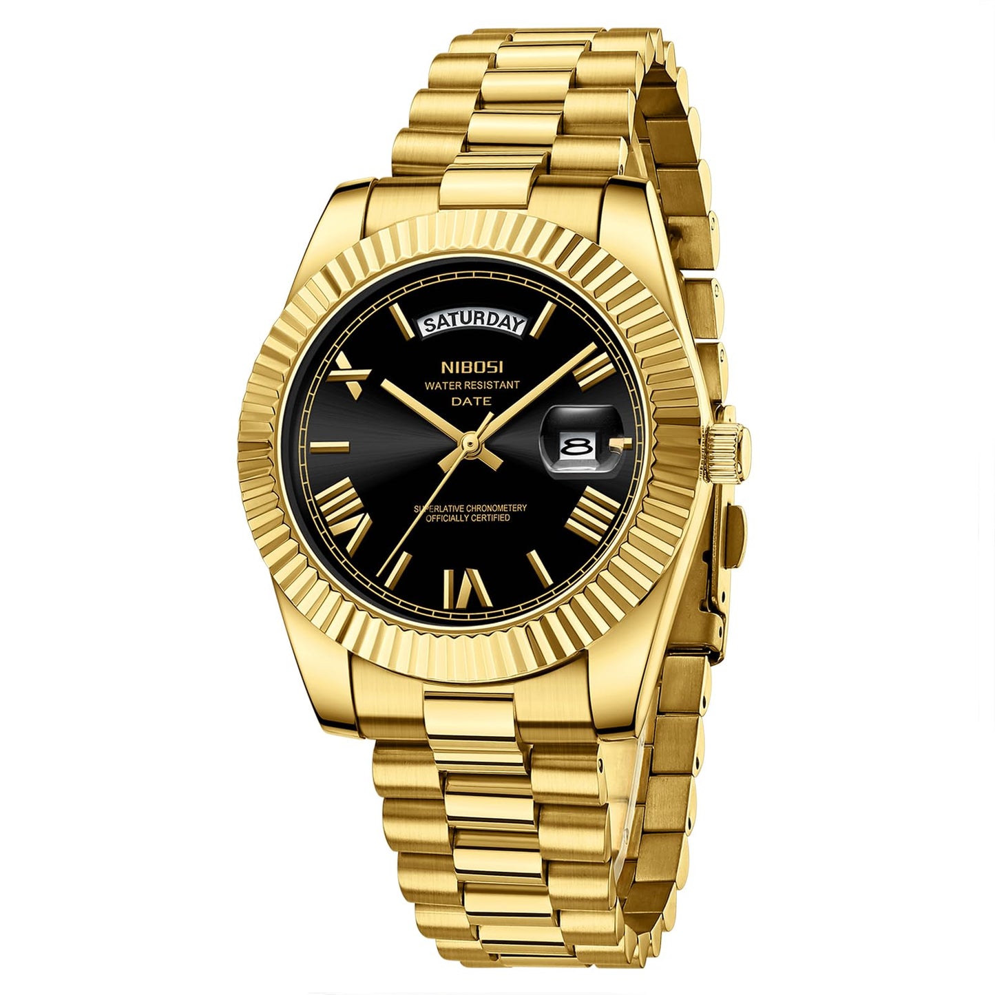 HOTNIBOSI Men Watches Analog Quartz Stainless Steel Rose Gold Silver Watches for Men Waterproof Business Classic Desiger Wrist Watch with Day Date