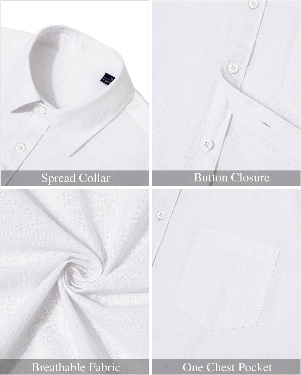 HOTJ.VER Mens Linen Shirt Short Sleeve Button Down Casual Summer Shirts | Cotton Linen, Untucked, Big Tall, from Beach Camp Vacation, Cruise Fishing, Work Office, to Wedding Party Family, with Pocket