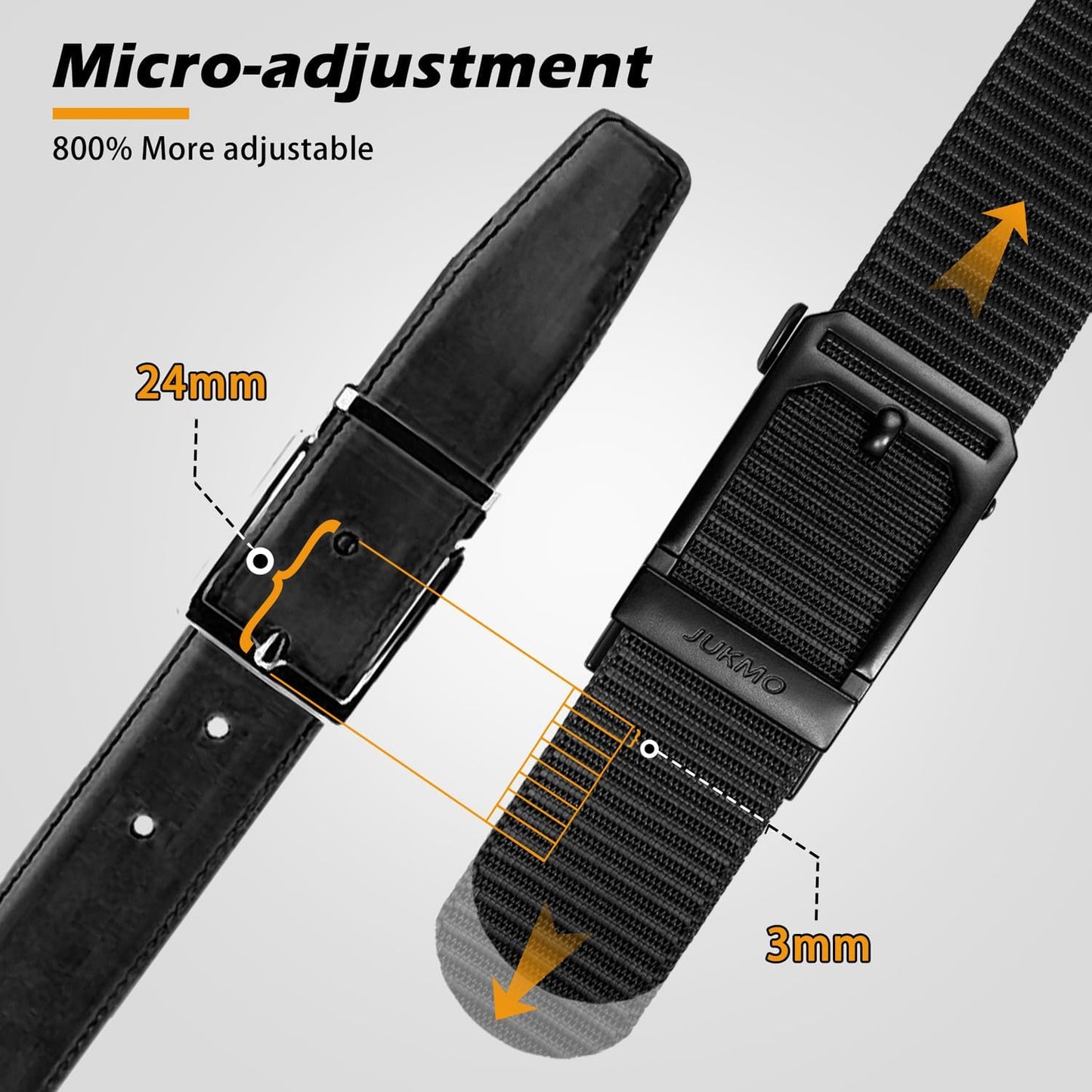 HOTJUKMO Men's 1.5" Ratchet Nylon Tactical Work Belt | Automatic Slide Zinc Alloy Buckle, Adjustable Trim to Fit