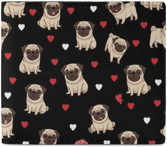 HOTWomen Wallets Small Bifold Pocket Wallet Puppy Dog Pugs Pug Lovers Card Holder Wallet Ladies Mini Short Purse