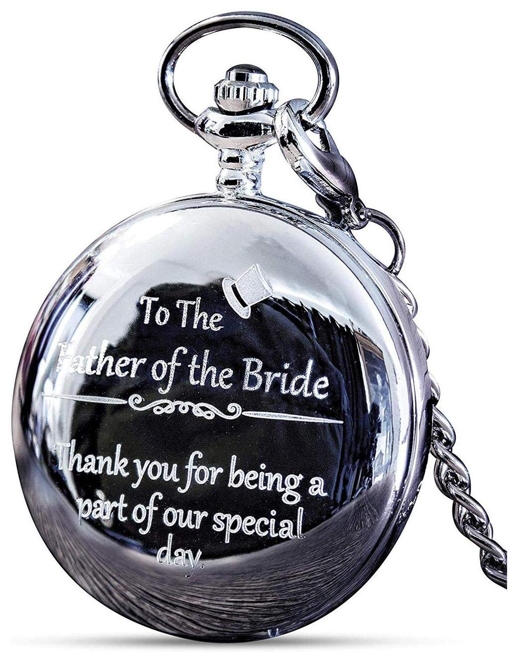 HOTFJ FREDERICK JAMES Wedding Pocket Watches for Groomsman, Best Man, Groom, Father of The Bride & Groom I Silver Engraved I Complete Their Wedding Attire