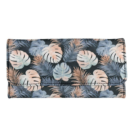 HOTLotus Mandala Women PU Leather Tri-fold Wallets Black And White Sketch Flower Zipper Pocket Buckle Money Manager Starry Sky Tall Billfold Secretary Cash Wallet