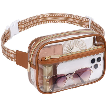 HOTPackism Clear Fanny Pack Stadium Approved - Large Size 35-51 inches Adjustable Strap Clear Belt Bag for Women Men Transparent Waist Bag for Concerts, Sporting Events, Black | Adjustable 35-51 in Strap, Hands-Free, 2 Easy-Access Pockets, Water-Resistant