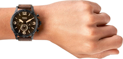 HOTFossil Men's Nate Quartz Watch, Oversized Stainless Steel Chronograph Watch for Men