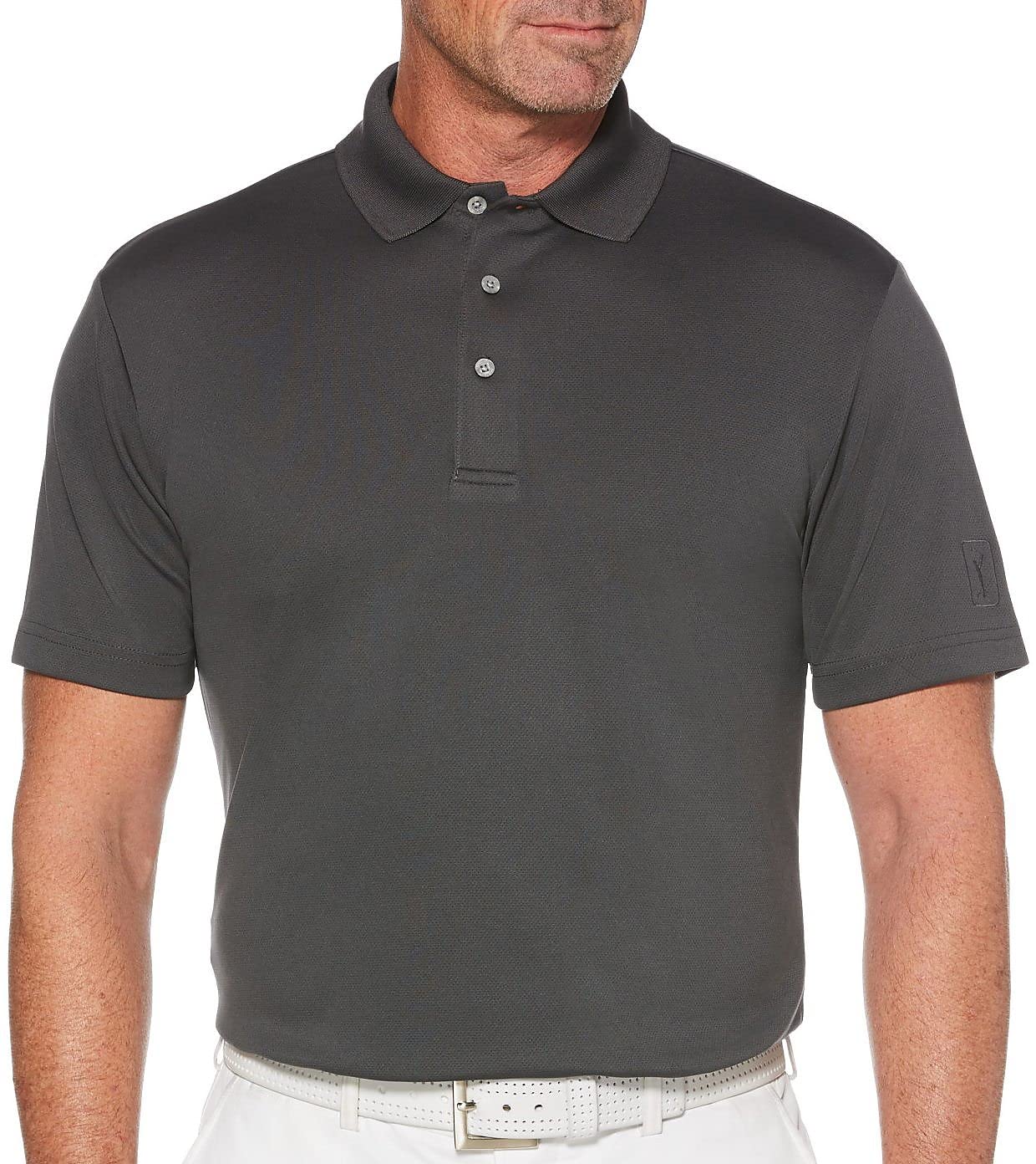 HOTPGA Tour Men's Airflux Solid Mesh Short Sleeve Classic Golf Polo Shirt