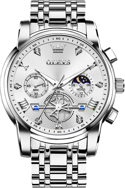 HOTOLEVS Watches Men Waterproof Luxury Big Face Mens Watch Stainless Steel Quartz Analog Dress Watches for Men Luminous Multifunction Man Watch Relojes De Hombre